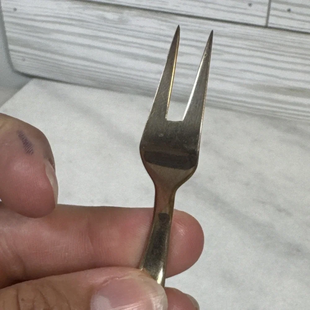 Vintage - SET of 6- Thailand BRASS & TEAKWOOD - Cocktail FORKS - 1960's